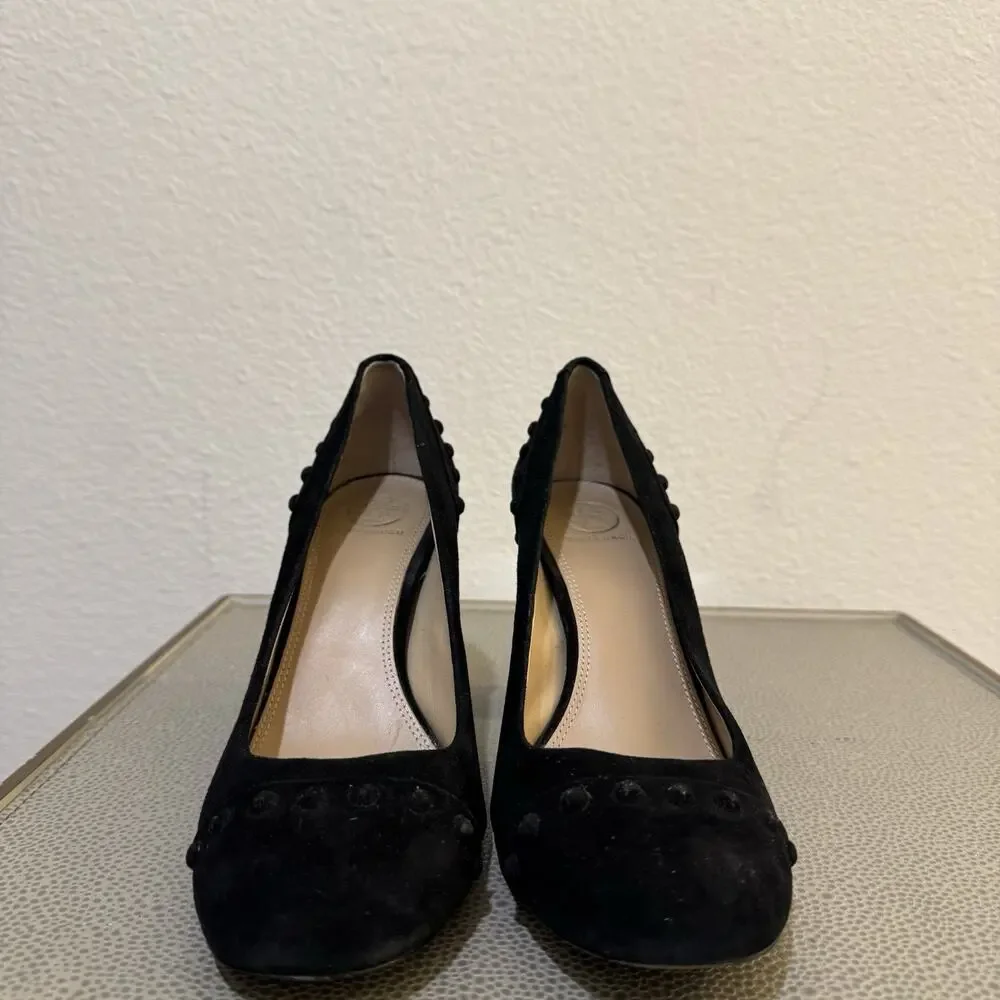 Tory Burch Z4149 Black Colt 85mm Soho Suede Pump Sz 8.5 M